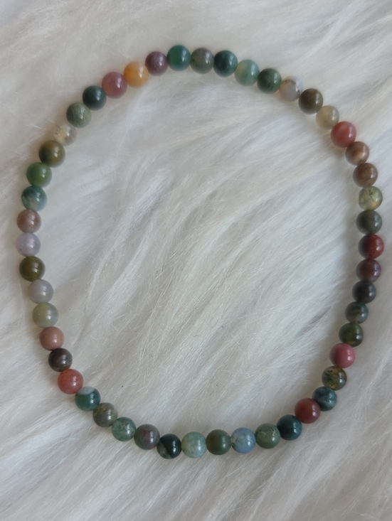Jewelry - Indian Moss Agate Beaded Stretch Bracelet